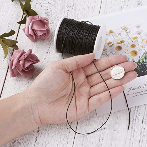 Craftdady 100 Yards 1mm Waxed Cotton Cord Macrame Bracelet Necklace Jewelry Making Waxed Beading Thread String (Black) - Thumbnail 5