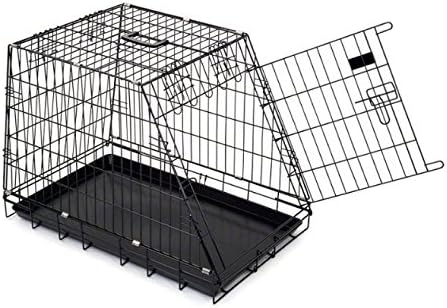 Zinc-Plated Metal Dog Transport Cage - Sloping with Practical Handle - Ideal Transport Solution for Traveling with Pets (S: 78 x 48.7 x 56 cm L x W x H)
