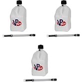 VP Racing 3522-CA, 5.5-Gallon Square Motorsport Jug White (3 Pack) w/ 14" Deluxe Hose (3 Pack) Close-Trimmed Cap and Neck for Tight Seal