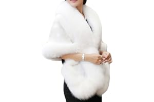 OLD DIRD Old Dlrd Women's Winter Faux Fur Coat Wedding Bride Cloak Cape Shawl for Evening Party