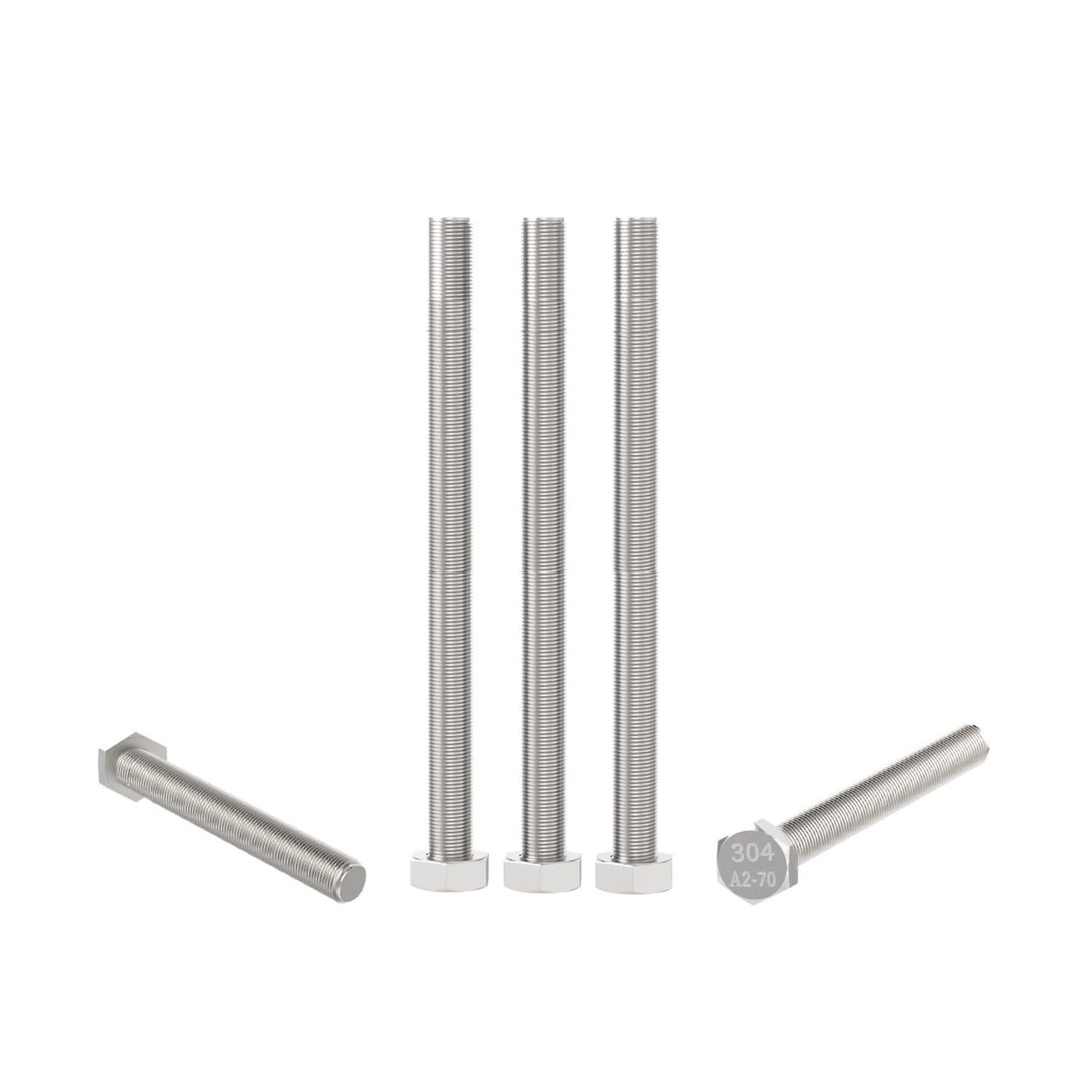 Aopin 5pcs SUS304 Stainless Steel M6 x 140mm Hex Head Bolts Screws Grade 8.8 Stainless Steel, Fasteners Fully Machine Threaded