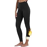 Ninejuize Women's Fleece Lined Yoga Leggings with Pockets Athletic Pants High Waist Winter Warm Thermal Tights Black L