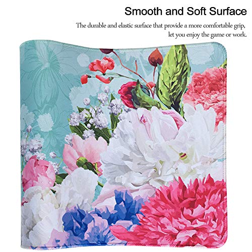 SANFORIN Extra Large Mouse Pad, Floral Design Gaming Mouse pad Desk Mat - 31.5" x 11.8"x0.12" (3mm Thick), Stitched Edge, Non-Slip Rubber Base Mouse Keyboard Desk Mat for Computer/Laptop, White Peony