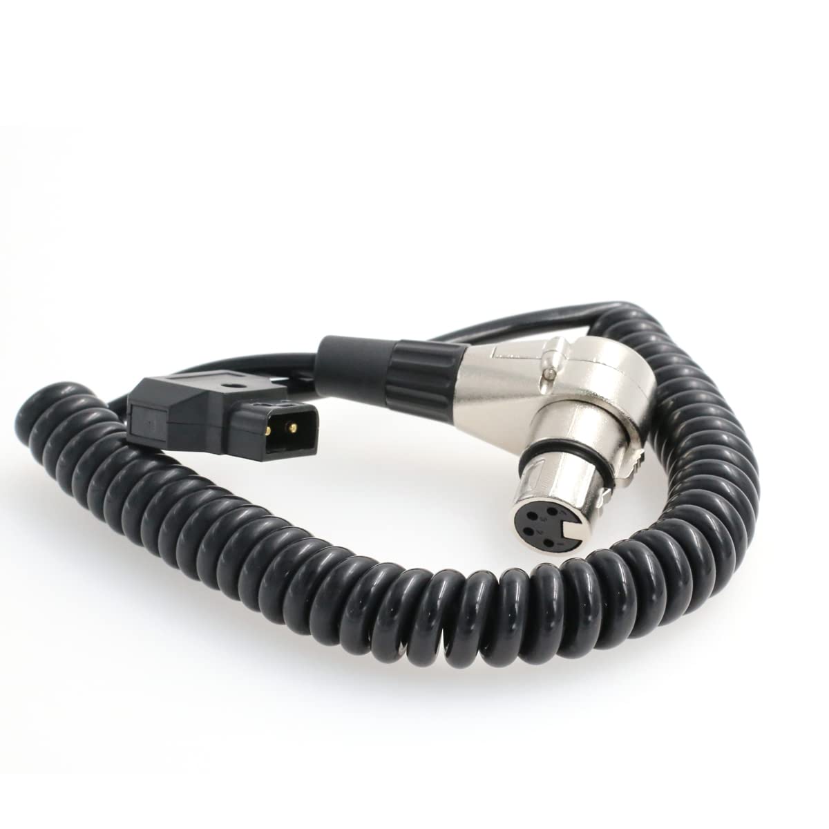 EONVIC D-Tap Male to 4 Pin XLR Female Right Angle Adapter Power Coiled Cable for Sony Venice F5 F55 Blackmagic URSA Mini Pro Panasonic Varicam TV Logic Field Monitor Hive Wasp 100 Sound Mixers