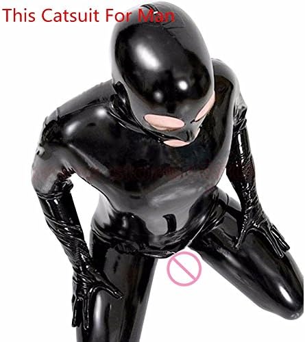 HGOOD Sexy Unisex PVC Latex Nightclub Catsuit Cosplay Party Bodsuit Wetlook Jumpsuit