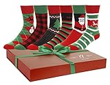 Gilbin's 6 Pairs Men's and Womens Soft Cotton Christmas Holiday Socks, Cool Casual Dress Socks, With Gift Box