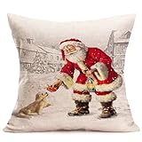 Pillow Cover,Haoricu Vintage Christmas Cartoon Smowman Penguin Sofa Bed Home Decoration Festival Pillow Case Cushion Cover (E5)