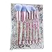 Fashionwu 7 Pcs Fashion Crystal Glitter Diamond Makeup Brushes Set Foundation Cosmetic Brush Tools with Bag