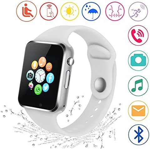 Smart Watch Kkcite 2.5D Touch Screen Sweatproof Bluetooth Smartwatch Phone With SIM 2G GSM for Samsung Nexus6 Htc Sony and Android Smartphones Support Sleep Monitor, Push Message for Men Women Kids