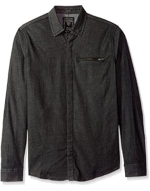Men's Slim Fit Moto Denim Shirt
