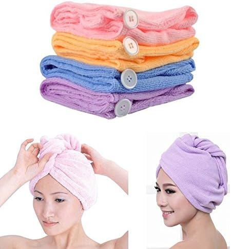 Super Absorbent Microfiber Hair Drying Towel Shaped Turbans 4-Pack