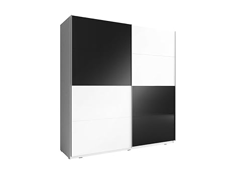 Amazon De Mia Multi Weiss Schwarz Hochglanz Vorderseite Kleiderschrank 2 Turen Schiebeturen Schlafzimmer 200 Cm 6