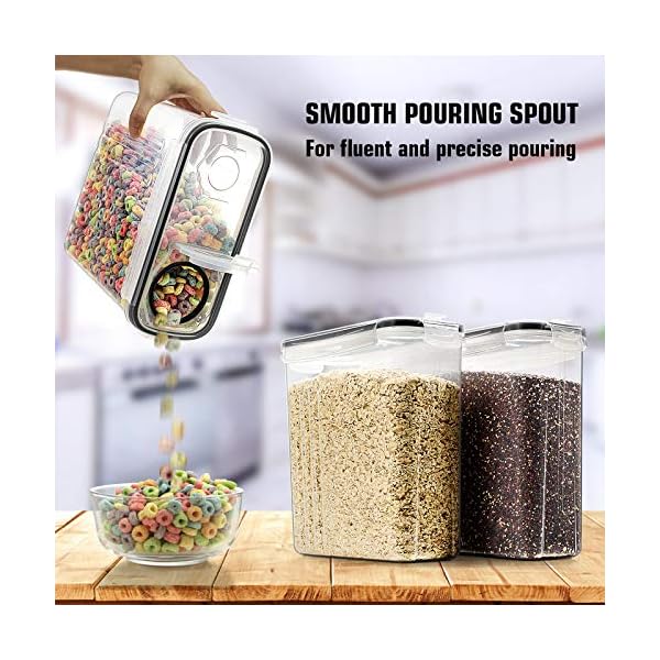 Large-Cereal-Dry-Food-Storage-Containers-Wildone-5-Pieces-Airtight-Cereal-Storage-Containers-for-Sugar-Flour-Snack-Baking-Supplies-Leak-proof-with-Black-Locking-Lids-4L-1353oz Large Cereal & Dry Food Storage Containers - Wildone 5 Pieces Airtight Cereal Storage Containers for Sugar, Flour, Snack…