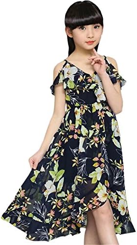 Girl's Cold Shoulder Long Floral Dress