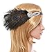 eforpretty Black 1920s Vintage Art Deco Flapper Headband with Peacock Feather Rhinestone
