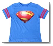 Superman Logo with Striped Sleeves Boys Royal Blue T-Shirt
