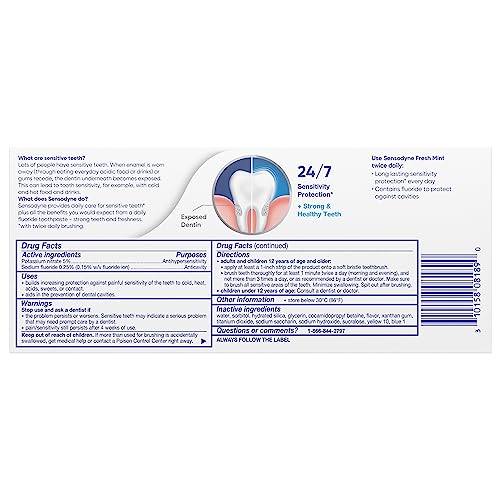 Sensodyne Fresh Mint Sensitive Toothpaste, ADA Accepted Toothpaste For