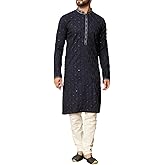 Sonisha SK131 Men's Navy Blue Kurta Pajama Set Indian Party Suit (36)