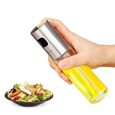 Koopower 100ml Öl Sprühflasche, Olivenöl Glasflasche und Premium Essig zerstäuber, Transparent Öl sprüher/Öl-Sprayer Spender 
