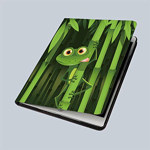 iPad 9.7" 2018 / iPad Air 1/2 Case A Cute Cartoon Frog with Wide Eyes On Stem of The Bamboo Green360 Degree Swivel Mount Cover for Automatic Sleep Wake up ipad case