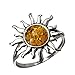 HolidayGiftShops GIA Certified Sterling Silver and Baltic Honey Amber Sun Adult Ring- size 7.5