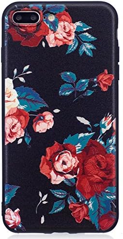 For iPhone 8 Plus 7 Case Black Soft TPU Back Protective Fit Apple iPhone 7 Plus (2016) / iPhone 8 Plus (2017) - Flower (Not For iPhone 7 8)