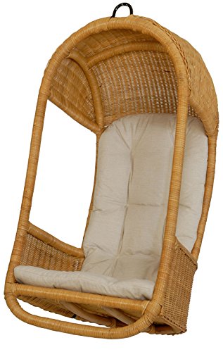 korb.outlet Hängeschaukel aus Rattan Farbe Honig Rattanhängekorb Hängekorb Hängesessel inkl. Polster Affen Schaukel