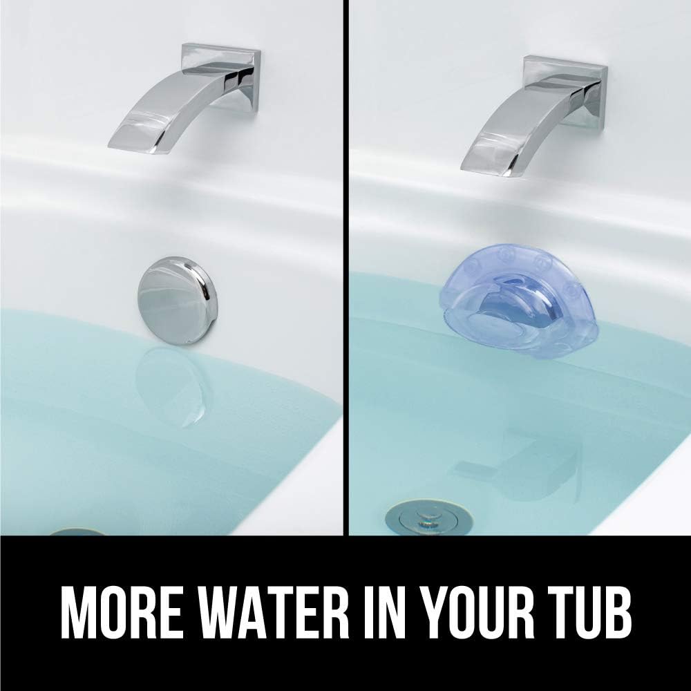 Gorilla Grip Premium Bathtub Overflow Drain Cover, Adds Inches of Water for Deeper and Warmer Bath, Suction Cup Seal, Plug Stopper Covers for Tub Drains, Bathroom Accessories, Blue Transparent: Home & Kitchen