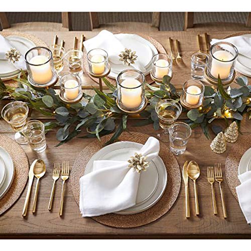 Napkin Rings Serviette Holder, Set of 4 Metal Napkin Ring, Holiday Table Decor for Valentine\'s Day, Wedding, Birthday Party, Thanksgiving Day, Christmas Day,Dining Table Decoration (Stone Flower)