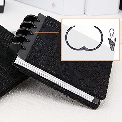 Youngneer Drapery Curtain Clips with Loose Leaf Rings for Traversa Rod Small Decorative Metal Clip Hooks Hanger for Curtain Black 32 Pack