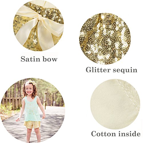 Cilucu Baby Girls Shorts Toddler Sequin Shorts Sparkles on Both Sides Gold 2T