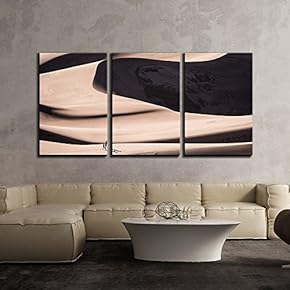 3 Piece Canvas Wall Art - People Walking on The Desert - Modern Home Art Stretched and Framed Ready to Hang - 16"x24"x3 Panels