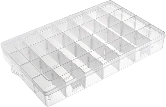 Amazon Uxcell 部品収納ボックス ツールボックス Pp素材 調整可能 28グリッド クリアホワイト 345x215x48mm パーツボックス