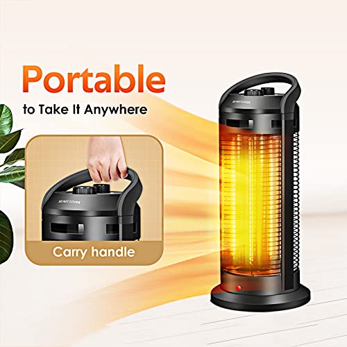 2-In-1 Space Radiant Heater - 120° Oscillation Infrared Heater for Indoor, 1500W Electric Heater, 4 Heating Modes, Garage Heater with Dual-Protection, Quiet Fast Heating Patio Heater