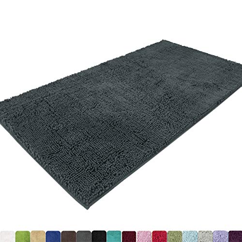 MAYSHINE Absorbent Microfiber Chenille Door mat Bathroom Rugs Runner for Front Inside Floor Doormats, Quick Drying, Washable-31x59 inch Gray