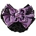 LiveZone (Pack of 3) Women Hair Bun Cover Net Snood Hairnet Bowknot Decor Barrette Hair Clip Bow Lace Flower Hair Accessories,3 Color-Black & Blue & Purple