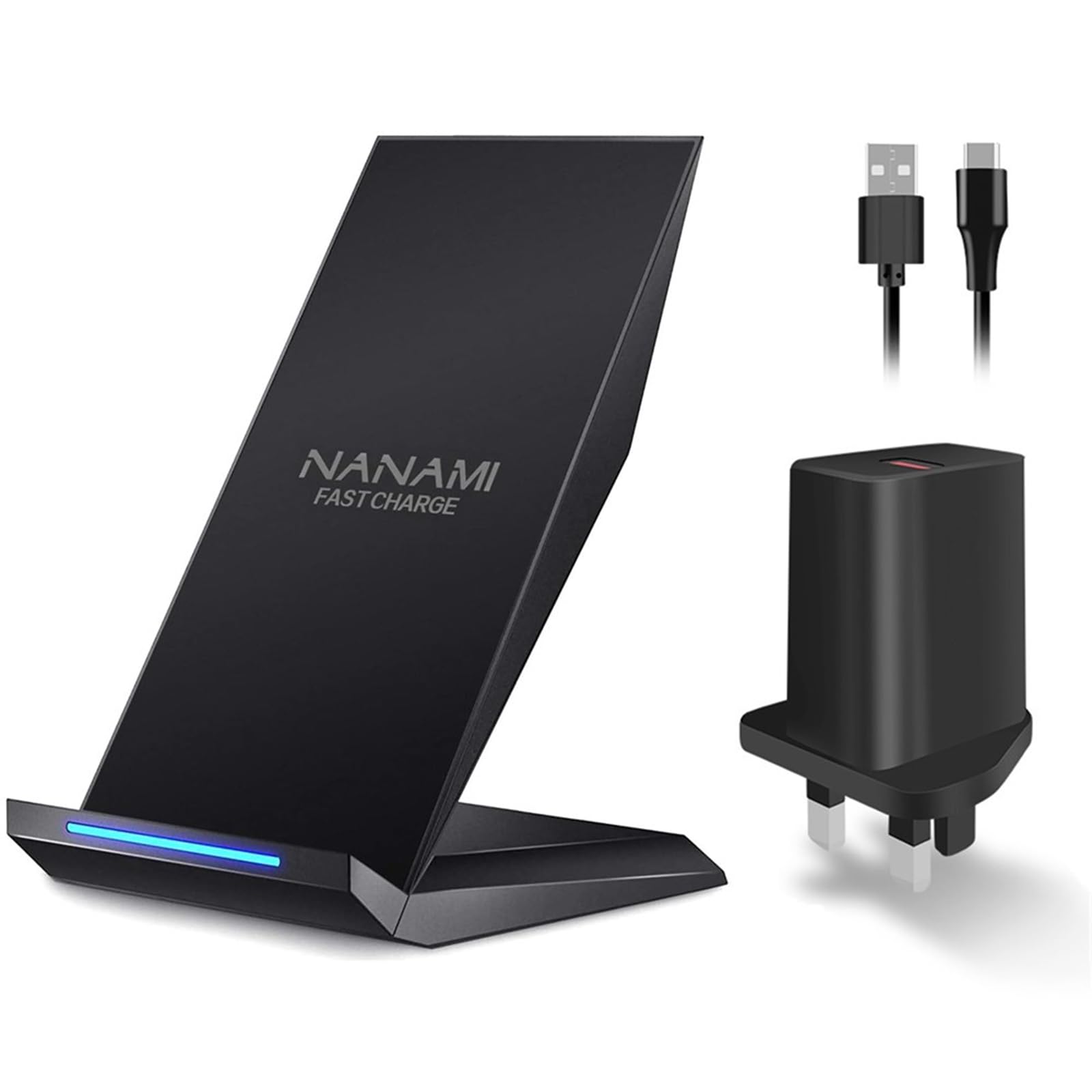 NANAMI Wireless Charger with Plug for - Qi-Certified Fast Cordless Charger for iPhone 17 16 15 14 13 12 11 SE2 XS XR X 8Plus, Induction Charging Stand for Samsung Galaxy S25 S24 S23 S22 S21 S20 S10 S9