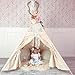Lebze Teepee Tent for Kids, Lace Teepee for Girls Canvas Children Play Tent for Indoor Outdoor Christmas Decor with Carry Case