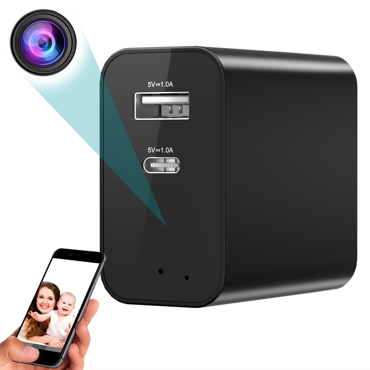 Photo 1 of FOX SCOUT 160° Wide Angle 4K HD Charger Camera with Motion Detection, App Remote Control and 24/7 continuou.