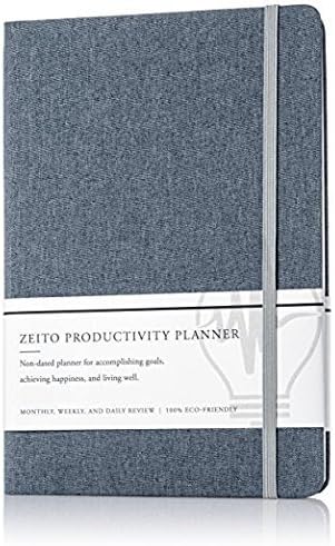 Zeito Productivity Planner - Best Undated Monthly, Weekly, and Daily Agenda Planner for Increasing Motivation, Accomplishing Goals, and Living Well in 2020-21 - Sleek Minimalist Design & Bonus eBooks