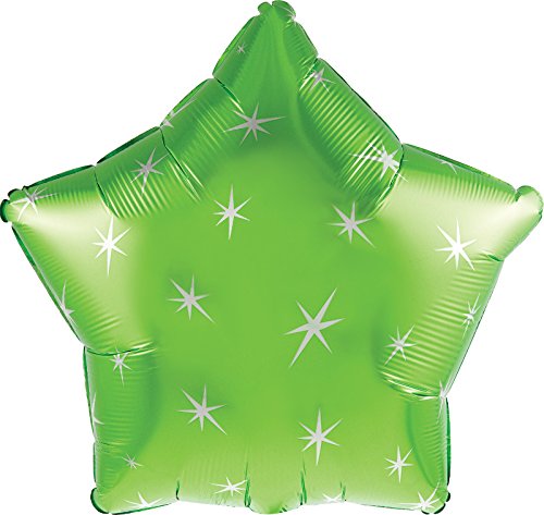 Creative Converting CTI Mylar Balloons, Sparkle Star, 17", Lime Green pack of 5