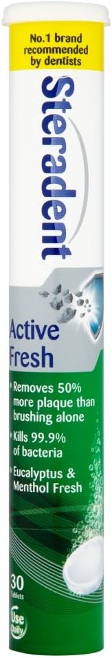 Steradent Active Fresh 30 Tablets (Pack of 12 Total 360 Tablets), 30 Count (Pack of 12)