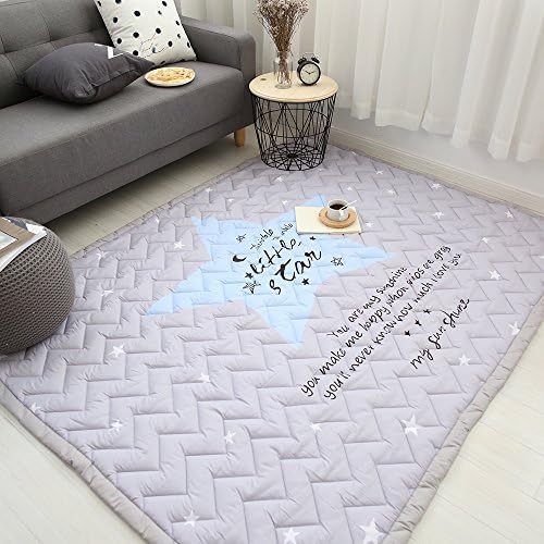 Cotton Mat Blue Star Printed Mat Indoor Ourdoor Rug Modern Area Rug Dining Room Living Room Bedroom Rug Baby Nursery Rug Childrens Kids Play Mat Cotton Carpet Floor Activity Mats, Ultra Soft