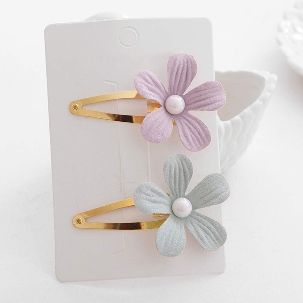 Snap Hair Clips,14pcs Colorful Mini Hair Clips Flower Manmade Pearl Barrettes Hairpins for Girls Women, Assorted Color - Image 4