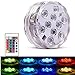 Szyoumy Submersible 10 LED Lights RGB Multicolor Waterproof Wedding Party Vase with 24 Keys Remote Controle Lamp (Package 1 pcs 10 led Light)