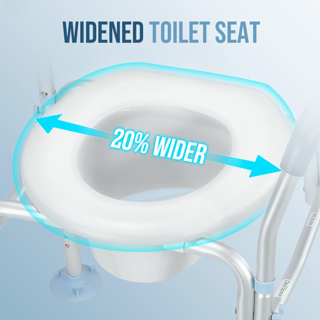 OasisSpace Stand Alone Raised Toilet Seat 400lbs - Medical Raised Commode Toilet with Splash Guard and Safety Frame, Height Adjustable Legs, Bathroom Assist Frame for Elderly, Handicap, Disabled