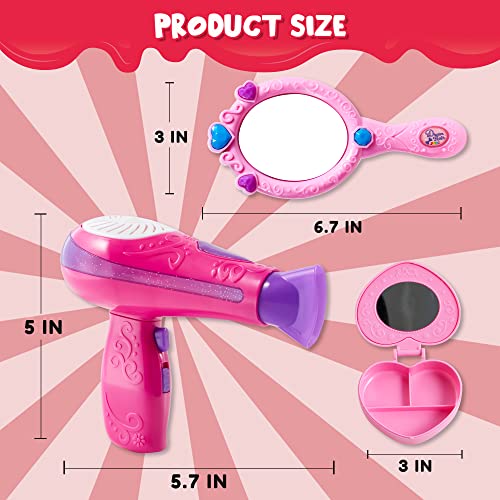 Sixwipe 17 Pcs Kids Beauty Salon Set, Pretend Hair Styling Toys For Girls  3-9 Years Old(Pink