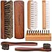 Brobery Shoe Brush with 100% Horsehair Brush, Crepe Suede Shoe Brush, Brass Suede Shoe Brush, for Shoes Boot Leather, Set of 7