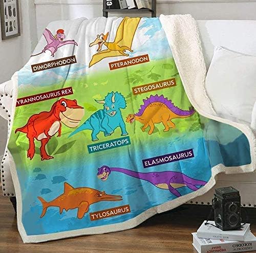 Amazon Com Sherpa Fleece Blanket Dinosaurs 50 X 60 Colorful Cozy Dinosaur Throw Blanket For Kids Kitchen Dining