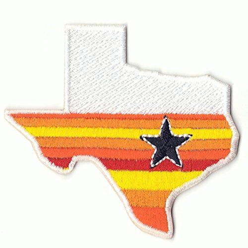 State Of Texas Houston Star Orange Rainbow Sign Embroidered Logo Iron on Patch